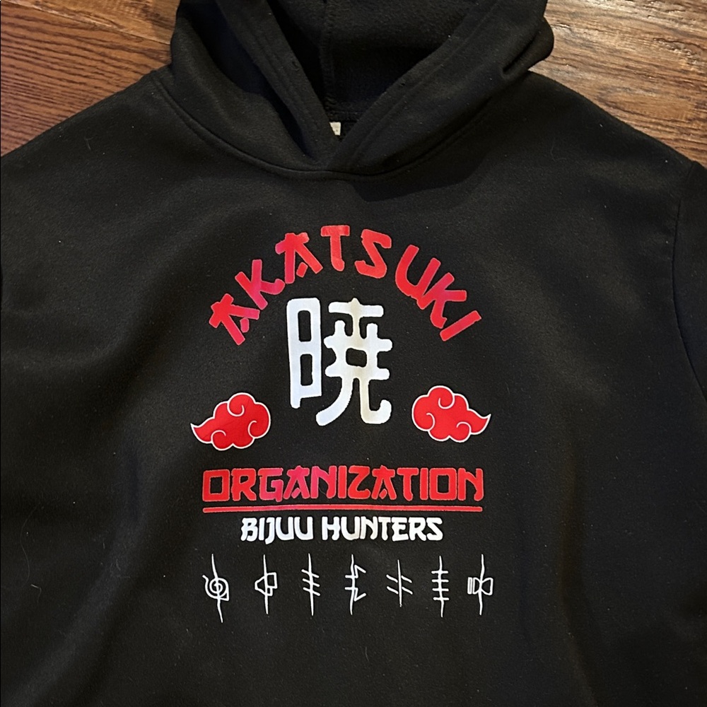 Black Akatsuki Hoodie with Red and White Design